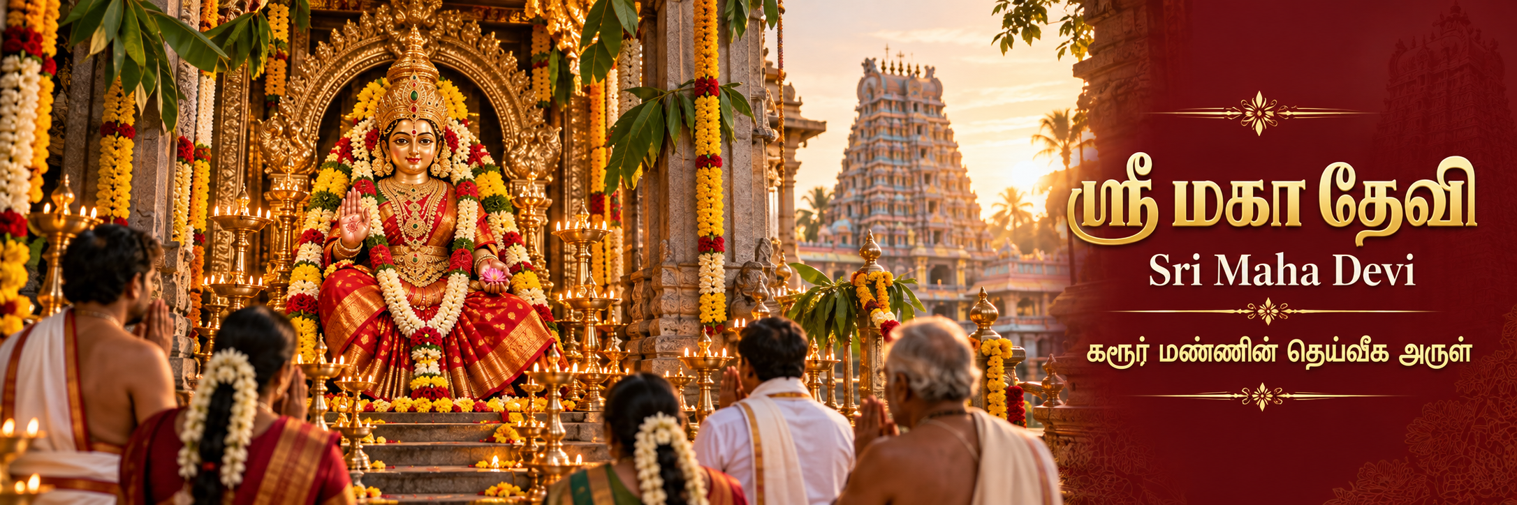 Devotees offering deepa aradhana before Sri Maha Devi Amman, Karur
